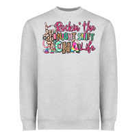 Heather Grey rockin the night shift cna life Heavyweight Sweatshirt - RanaPortraitStore