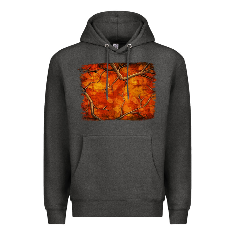 Orange Hunter Camouflage Pattern Brushstroke Premium Hoodie by Jasminsmagicworld | Teevron