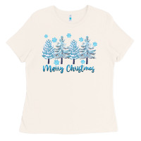 Bone merry christmas blue trees Ladies Tee - FaDigitalArtStudio
