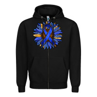 Black Colon Cancer Awareness sunflower Zipper Hoodie - RanaPortraitStore