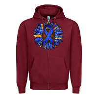 Burgundy Colon Cancer Awareness sunflower Zipper Hoodie - RanaPortraitStore