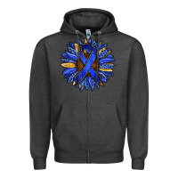 Charcoal Heather Colon Cancer Awareness sunflower Zipper Hoodie - RanaPortraitStore