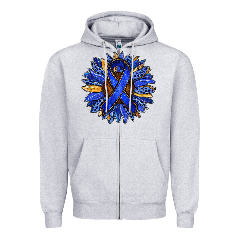 Colon Cancer Awareness Sunflower Zipper Hoodie by RanaPortraitStore | Teevron