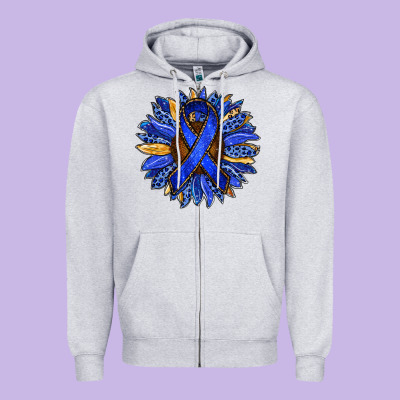Colon Cancer Awareness Sunflower Zipper Hoodie Designed By Ranaportraitstore