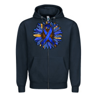 Navy Colon Cancer Awareness sunflower Zipper Hoodie - RanaPortraitStore