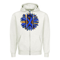 Oatmeal Heather Colon Cancer Awareness sunflower Zipper Hoodie - RanaPortraitStore