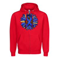 Red Colon Cancer Awareness sunflower Zipper Hoodie - RanaPortraitStore
