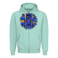 Seafoam Colon Cancer Awareness sunflower Zipper Hoodie - RanaPortraitStore