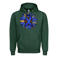 Sports Green Colon Cancer Awareness sunflower Zipper Hoodie - RanaPortraitStore