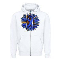 White Colon Cancer Awareness sunflower Zipper Hoodie - RanaPortraitStore