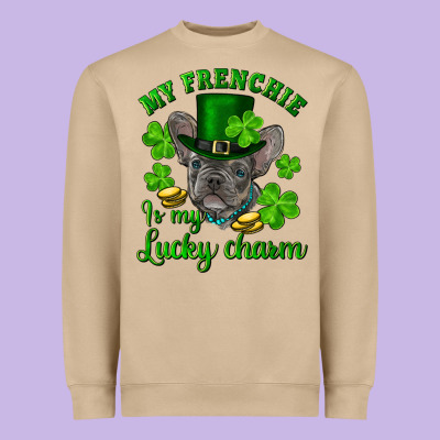 St.patricks Day My French Bulldog Is My Lucky Char Heavyweight Sweatshirt Designed By Ranaportraitstore