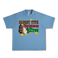 Pebble Blue Bloody Type Christmas Tree Urban Heavy Tee - FaDigitalArtStudio