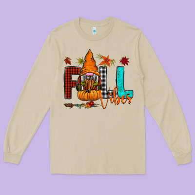 Fall Vibes Long Sleeve Tee Designed By Cowhidedigitalart