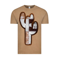 Vintage Coffee Leather Cowhide Cactus Vintage Tee - RanaPortraitStore