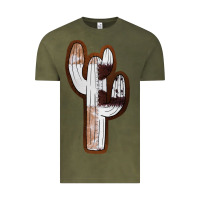 Vintage Olive Leather Cowhide Cactus Vintage Tee - RanaPortraitStore
