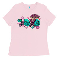 Bubblegum Pink Xoxo Valentine's Day Turquoise Gem Ladies Tee - FaDigitalArtStudio