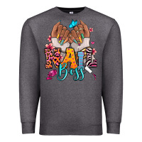 Charcoal Heather Afro woman nail boss Premium Sweatshirt - RanaPortraitStore