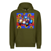 Army Green American flag gnomes truck sunflowers star leopard glitter Premium Hoodie - Artiststas