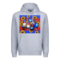 Heather Grey American flag gnomes truck sunflowers star leopard glitter Premium Hoodie - Artiststas