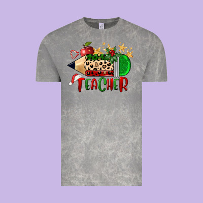 Christmas Teacher Pencil Vintage Tee Designed By Fadigitalartstudio