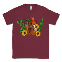 Burgundy western horse cowboy hat cactus sunflowers Classic Tee - Artiststas