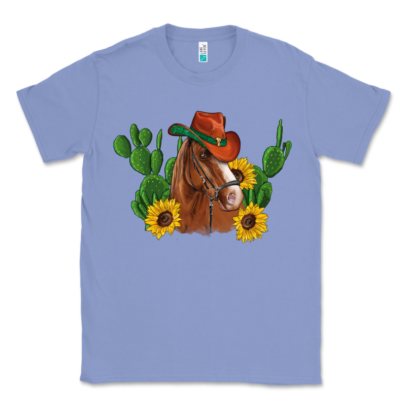 Western Horse Cowboy Hat Cactus Sunflowers Classic Tee by Artiststas | Teevron