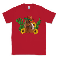 Red western horse cowboy hat cactus sunflowers Classic Tee - Artiststas