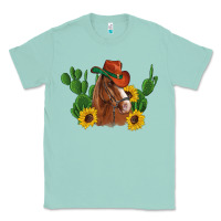 Seafoam western horse cowboy hat cactus sunflowers Classic Tee - Artiststas