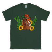Sports Green western horse cowboy hat cactus sunflowers Classic Tee - Artiststas