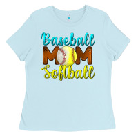 Baby Blue baseball mom softball Ladies Tee - BundleAndBundleShop
