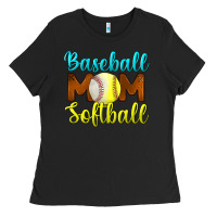 Black baseball mom softball Ladies Tee - BundleAndBundleShop