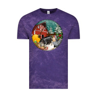 Cloud Purple Christmas On The Farm Vintage Tee - FaDigitalArtStudio