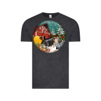 Vintage Black Christmas On The Farm Vintage Tee - FaDigitalArtStudio