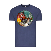 Vintage Denim Christmas On The Farm Vintage Tee - FaDigitalArtStudio