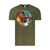 Vintage Olive Christmas On The Farm Vintage Tee - FaDigitalArtStudio