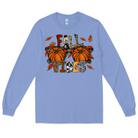 Colony Blue autumn style with pumpkins Long Sleeve Tee - CowhideDigitalArt