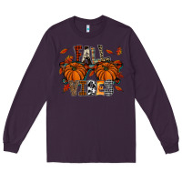 Plum autumn style with pumpkins Long Sleeve Tee - CowhideDigitalArt