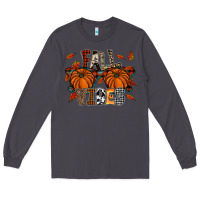 Smoke autumn style with pumpkins Long Sleeve Tee - CowhideDigitalArt