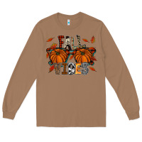 Toasted Coconut autumn style with pumpkins Long Sleeve Tee - CowhideDigitalArt