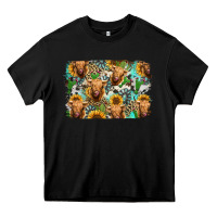 Black highland cow western background Heavy Core Tee - Jasminsmagicworld