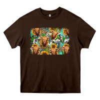 Chocolate Brown highland cow western background Heavy Core Tee - Jasminsmagicworld