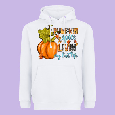 Pumpkin Spice And Livin' My Best Life Heavyweight Hoodie Designed By Ranaportraitstore