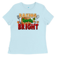 Baby Blue baking spirits bright Ladies Tee - FaDigitalArtStudio