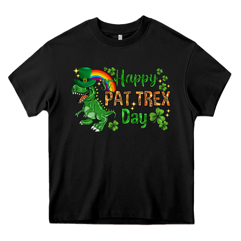 St. Patrick's Happy Pat T-rex Day With Rainbow Heavy Core Tee by HowdyJamesFarm | Teevron