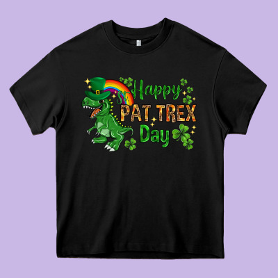 St. Patrick's Happy Pat T-rex Day With Rainbow Heavy Core Tee Designed By Howdyjamesfarm