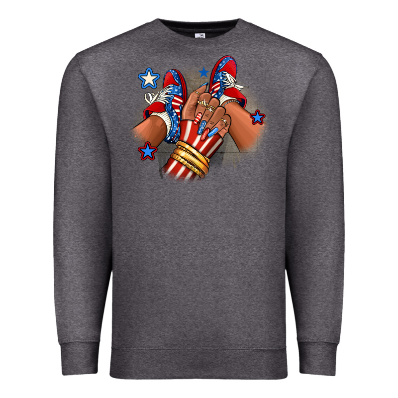 America Afro Girl Sneakers Premium Sweatshirt by RanaPortraitStore | Teevron