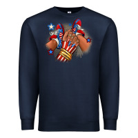 Navy America afro girl sneakers Premium Sweatshirt - RanaPortraitStore