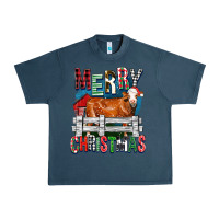 Midnight Navy merry christmas simmental cow Urban Heavy Tee - FaDigitalArtStudio