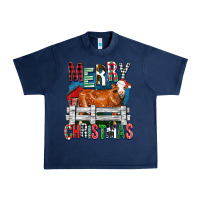 Navy merry christmas simmental cow Urban Heavy Tee - FaDigitalArtStudio