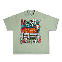 Oil Green merry christmas simmental cow Urban Heavy Tee - FaDigitalArtStudio